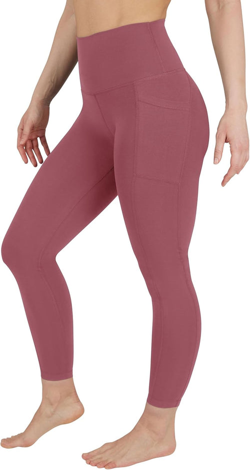 Cotton High Waist Ankle Length Compression Leggings with Elastic Free Waistband